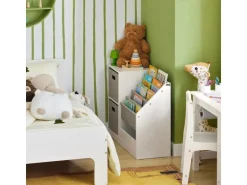 SoBuy Bücherregal Kinderregal mit Boxen Aufbewahrungsregal Weiß KMB76-W