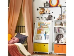SoBuy Bücherregal Kinderregal mit 2 Boxen Aufbewahrungsregal Weiß KMB69-W