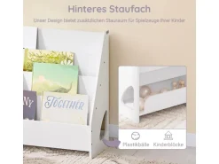 SoBuy Bücherregal Kinderregal mit 4 Offenen Fächer und 1 Ablagefächern KMB32-K-W