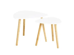 SoBuy Couchtisch 2er-Set Beistelltisch Satztisch fürs Wohnzimmer Weiß FBT74-W