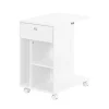 SoBuy Couchtisch mit Tablet Schiene Beistelltisch mit Rollen Weiß FBT148-W