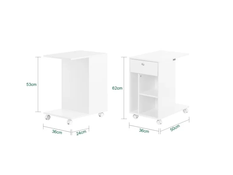 SoBuy Couchtisch mit Tablet Schiene Beistelltisch mit Rollen Weiß FBT148-W