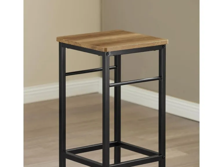 SoBuy Essgruppe Bartisch Set Esstisch mit 2 Barhockern Braun-Schwarz OGT10-PF