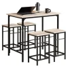 SoBuy Essgruppe Esstisch Set 5-teilig Bartisch mit 4 Hockern Natur-Schwarz OGT11-N