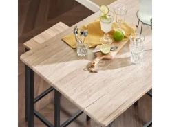 SoBuy Essgruppe Esstisch Set 5-teilig Bartisch mit 4 Hockern Natur-Schwarz OGT11-N