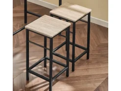 SoBuy Essgruppe Esstisch Set 5-teilig Bartisch mit 4 Hockern Natur-Schwarz OGT11-N