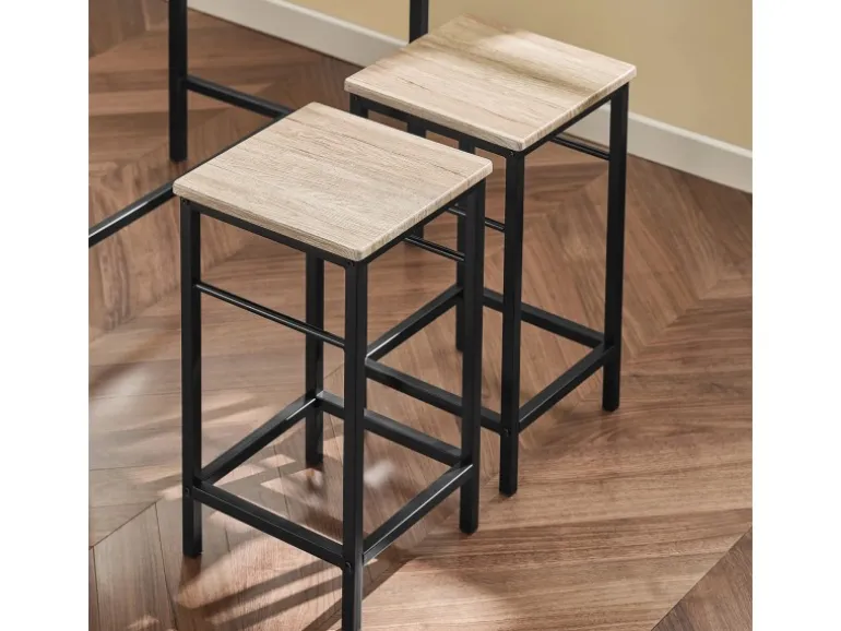 SoBuy Essgruppe Esstisch Set 5-teilig Bartisch mit 4 Hockern Natur-Schwarz OGT11-N
