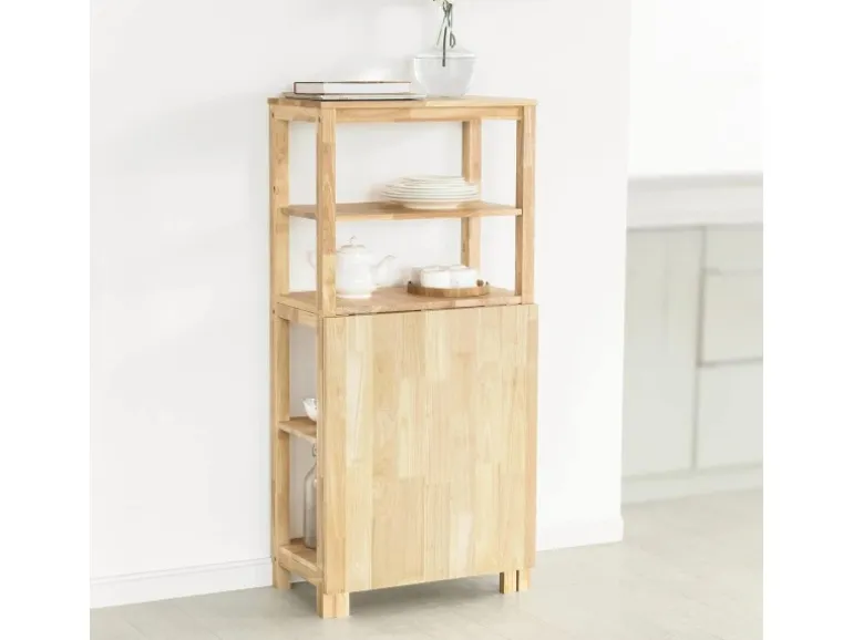 SoBuy Esstisch mit Regalen Klapptisch Schreibtisch 98x126x60cm Natur FWT70-N