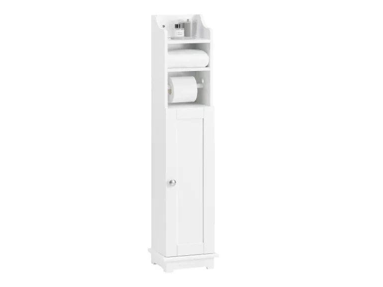 SoBuy Freistehend Toilettenpapieraufbewahrung Holz Weiß FRG177-W