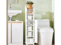 SoBuy Freistehend Toilettenpapieraufbewahrung Holz Weiß FRG177-W