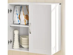 SoBuy Hängeschrank Badezimmerschrank mit Verstellbarem Regal 60x60x30cm Weiß FRG231-W