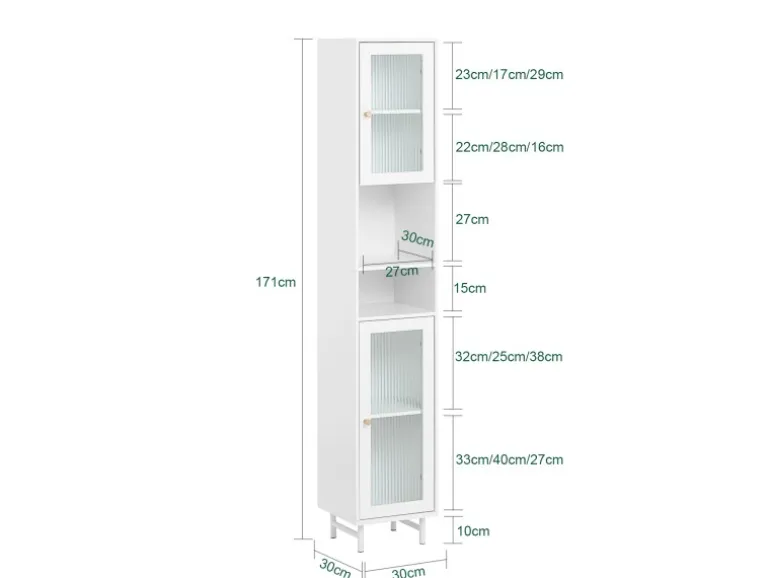 SoBuy Hochschrank Badschrank Badregal Badezimmerschrank Weiß BZR118-W