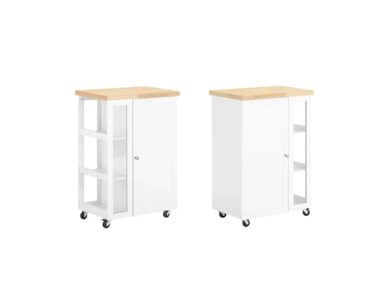 SoBuy Küchenwagen Servierwagen mit 3 Ablagefächern Küchenregal 60x90x40cm Weiß FKW75-WN