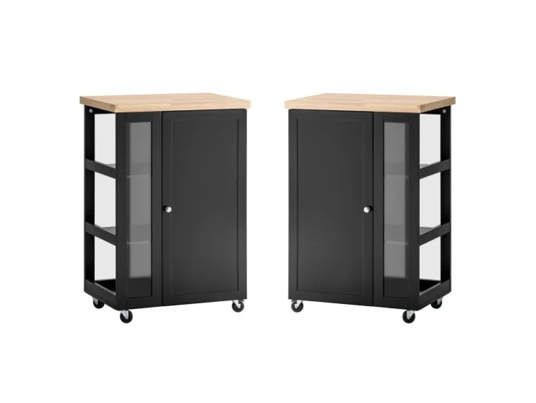 SoBuy Küchenwagen Servierwagen mit 3 Ablagefächern Küchenregal 60x90x40cm Schwarz FKW75-SCH