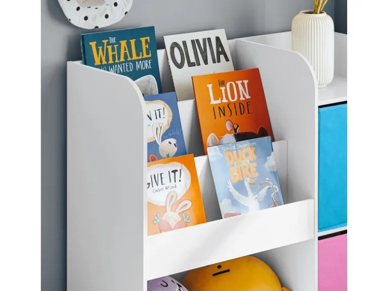 SoBuy Kinder Bücherregal Kinderregal mit 5 Ablagen Spielzeugregal Weiß KMB37-F