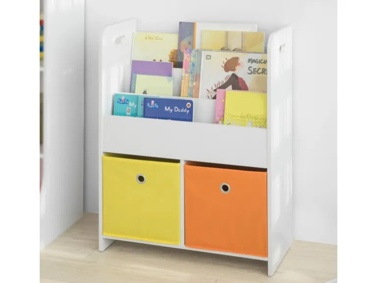 SoBuy Kinder Bücherregal Kinderregal mit 3 Ablagen Spielzeugregal Weiß KMB27-W