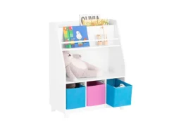 SoBuy Kinder Bücherregal Kinderregal mit Ablagen Aufbewahrungsregal Weiß KMB34-F