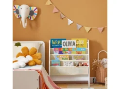SoBuy Kinder-Bücherregal Zeitungsständer mit 4 Ablagen Kinderregal Weiß FRG225-W