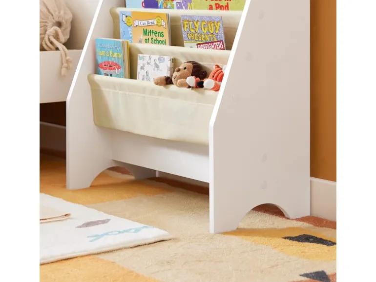 SoBuy Kinder-Bücherregal Zeitungsständer mit 4 Ablagen Kinderregal Weiß FRG225-W