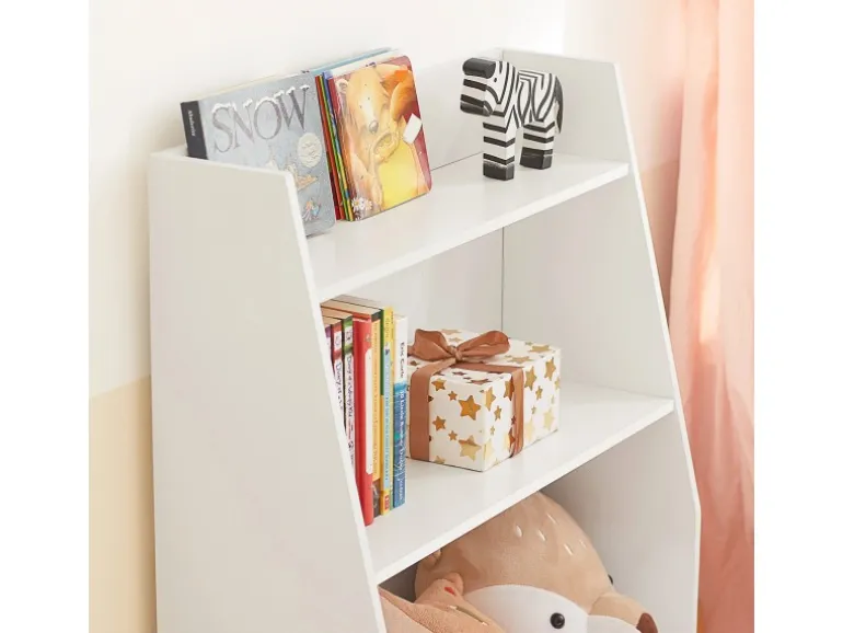 SoBuy Kinderregal mit 3 Fächern Bücherregal Aufbewahrungsregal Weiß KMB47-W
