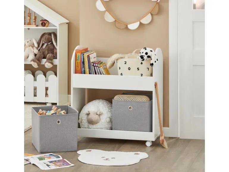 SoBuy Kinderregal mit 2 Stoffboxen Bücherregal Aufbewahrungsregal KMB53-W
