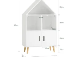 SoBuy Kinderregal mit Haus-Design Bücherregal für Kinder Weiß KMB58-W