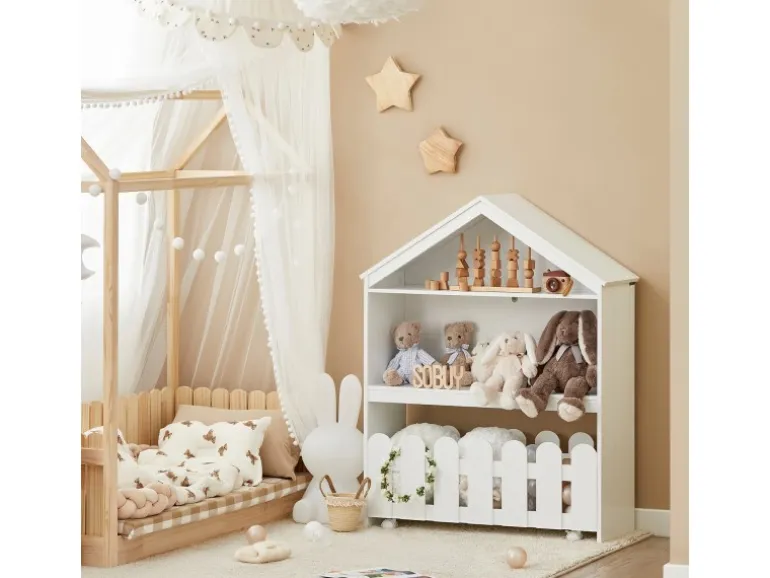 SoBuy Kinderregal Set 2-teilig Aufbewahrungsregal für Kinder Bücherregal KMB52-W