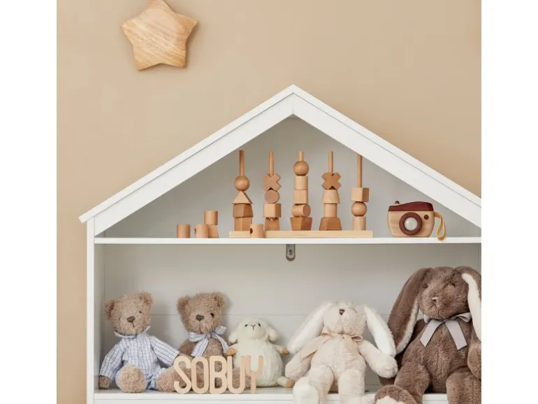 SoBuy Kinderregal Set 2-teilig Aufbewahrungsregal für Kinder Bücherregal KMB52-W