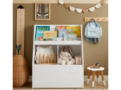 SoBuy Kinderregal Spielzeugtruhe Bücherregal Aufbewahrungsregal Weiß KMB83-W