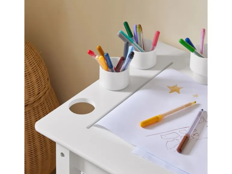 SoBuy Kindertisch mit 1 Stuhl Kindersitzgruppe Maltisch für Kinder Weiß KMB60-W
