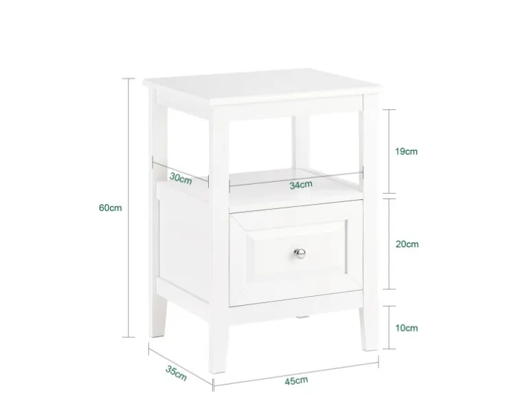 SoBuy Nachttisch Beistelltisch Sofatisch Nachtschrank Weiß FBT131-W