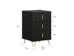 SoBuy Nachttisch mit 3 Schubladen Moderner Beistelltisch 40x63x40cm Schwarz FBT115-L-SCH