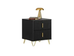 SoBuy Nachttisch mit 2 Schubladen Sofatisch Beistelltisch Schwarz FBT115-SCH