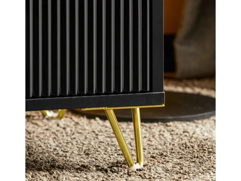 SoBuy Nachttisch mit 2 Schubladen Sofatisch Beistelltisch Schwarz FBT115-SCH