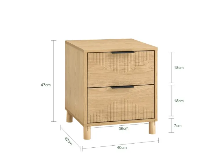 SoBuy Nachttisch Nachtschrank mit 2 Schubladen Beistelltisch für das Schlafzimmer Natur FBT166-N