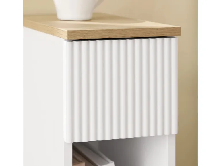 SoBuy Nachttisch Schmal Beistelltisch mit Schublade für Schlafzimmer FBT111-W