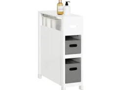 SoBuy Nischenregal mit 2 abnehmbaren Körben Holz Vlies Weiß BZR83-W