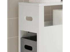 SoBuy Nischenregal mit 2 abnehmbaren Körben Holz Vlies Weiß BZR83-W