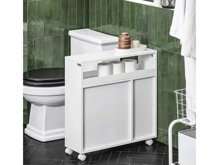 SoBuy Nischenregal Nischenschrank mit Rollen Küchenregal Rollwagen 20cm BZR119-W