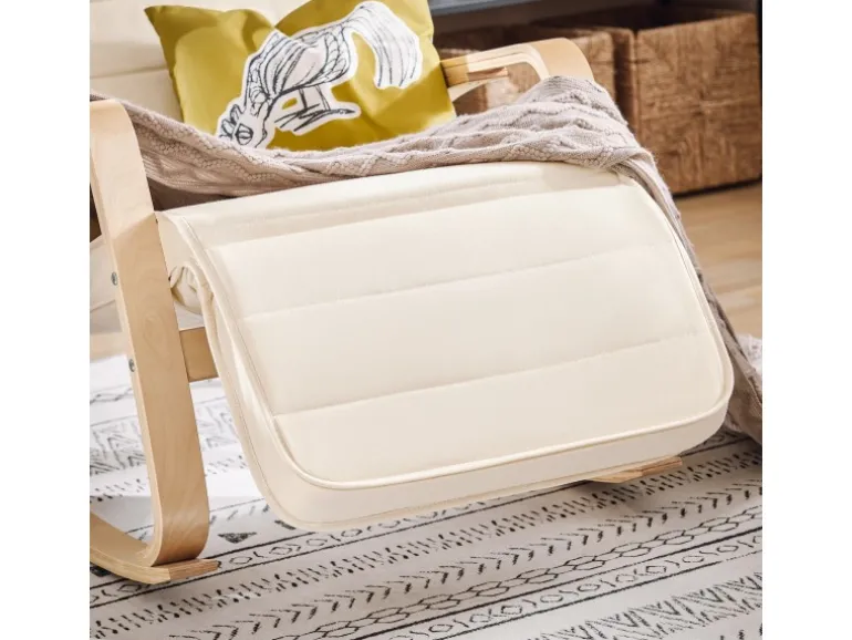 SoBuy Schaukelstuhl Schaukelsessel mit Verstellbarer Fußstütze Beige FST16-W