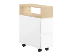 SoBuy Schmaler Beistelltisch mit 2 Schubladen Nachttisch mit Rollen FBT155-WN