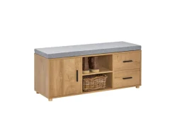 SoBuy Schuhbank mit 2 Schubladen und 4 Fächern MDF PB Natur FSR148-N