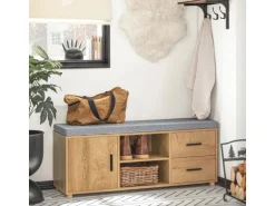 SoBuy Schuhbank mit 2 Schubladen und 4 Fächern MDF PB Natur FSR148-N