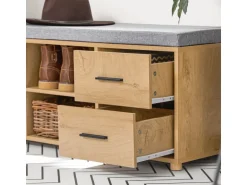SoBuy Schuhbank mit 2 Schubladen und 4 Fächern MDF PB Natur FSR148-N