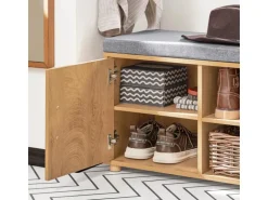 SoBuy Schuhbank mit 2 Schubladen und 4 Fächern MDF PB Natur FSR148-N