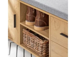 SoBuy Schuhbank mit 2 Schubladen und 4 Fächern MDF PB Natur FSR148-N