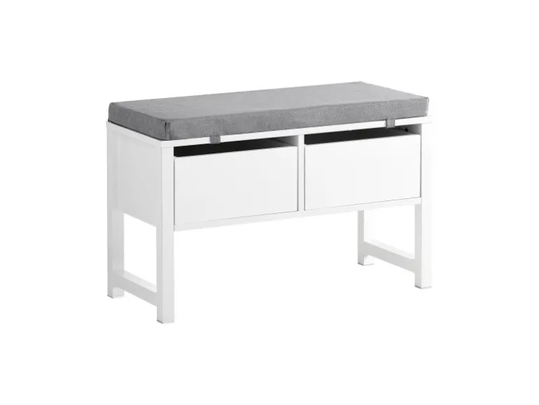 SoBuy Schuhbank mit 2 Schubladen Sitzbank mit Stauraum MDF Weiß FSR88-W