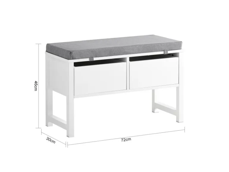 SoBuy Schuhbank mit 2 Schubladen Sitzbank mit Stauraum MDF Weiß FSR88-W