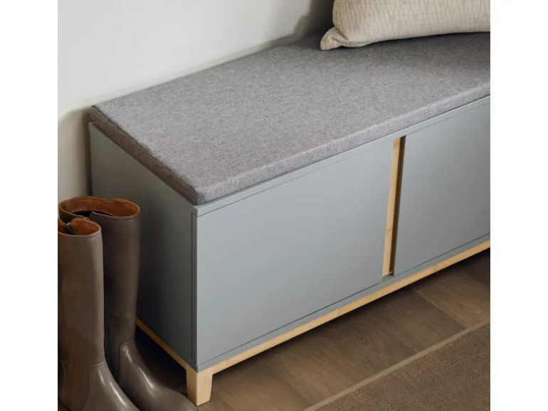 SoBuy Schuhbank mit Sitzfläche Sitzbank mit Stauraum Hellgrau FSR117-HG
