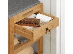 SoBuy Schuhbank mit Sitzfläche und Schubladen Sitzbank Natur Bambus FSR47-N